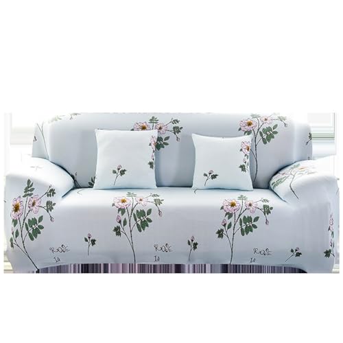Funda Sofa 1 Plazas Rosa Verde Funda De Sofá Elástica En Spandex,Antideslizante,Cubre Sofá Antimanchas Lavable,Estampadas Fundas Sofa Ajustables