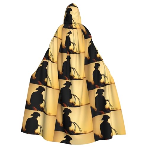 JIUTY Capa con capucha de poliéster con silueta de vaquero con lazo para adultos, para fiestas, cosplay, bailes de máscaras, día de San Patricio