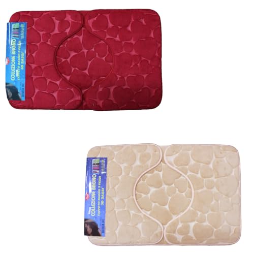 Russo Tessuti Tappeto Tappetini Antiscivolo Bagno Tris Tappeti Bagno Scendidoccia 3D New Bordeaux