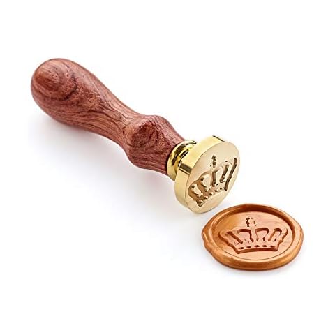 VOOSEYHOME Cute Crown Wax Seal Stamp with Rosewood Handle, Decorating on Invitations Mails Letters Envelope Sealers Packings Books Posters for Holiday Themed Parties Wedding Signatures Cover
