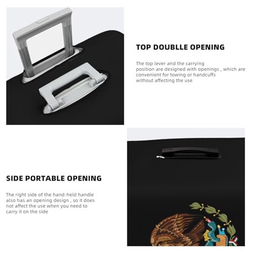 Coat Of Arms Of Mexico Travel Luggage Cover Suitcase Protector Fits 22-25 Inch Case(Black,M)3