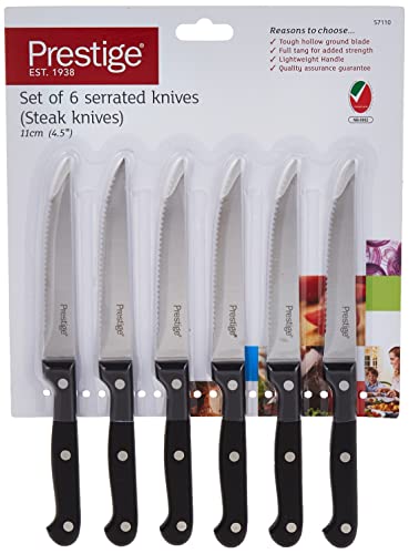 Prestige 6-Pieces Steak Knife Set with Micro Serrated Edge | Steak Knives Set with Stainless Steel Blades | PR57110