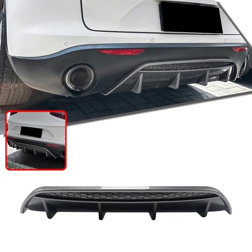 Difusor trasero para Alfa Romeo Stelvio 2017-2024 con labio divisor protector color negro mate 2