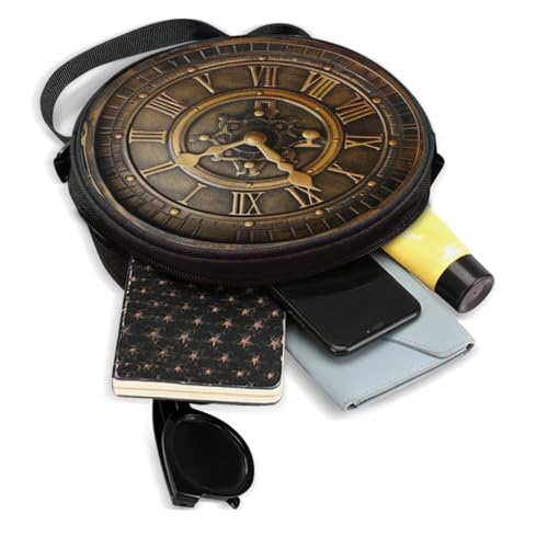 Image of Women Novelty Round Clock Shape Zippered Clock Purses for Women Tote Handbag Shoulder Bag, Gift for Mom Girlfriend