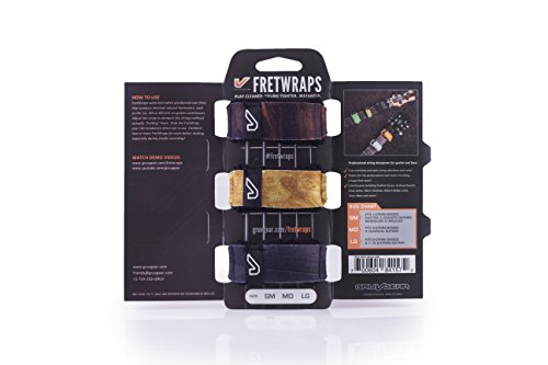 Image of Gruv Gear Fret Wrap & Guitar Mute, Fretwrap for Acoustic, Electric & Bass | String Dampener Recording, Tapping & Practice Accessory (3 Pack, Medium Wood Prints, Fits 5 String Bass, 7 String Guitar)