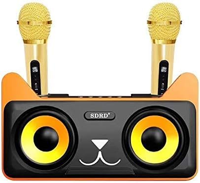 SDRD Portable Kitty Cat Karaoke Machine 2000mAH for Kids, Children, and Toddlers with 2 Pack 1500mAH Wireless Microphones,Includes Singer Vocal Removal Mode for Boys and Girls [Black Gold]