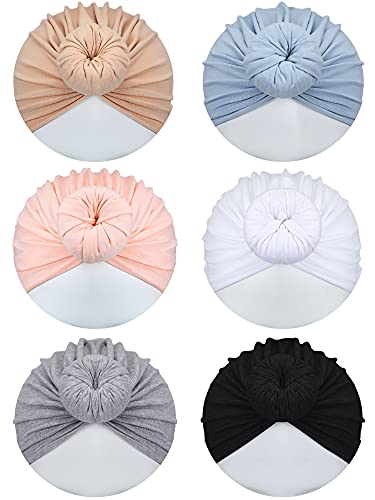 6 Pieces Baby Turbans Baby Hat Headbands Bows Newborn Beanie Nursery Head Wrap Soft Cute Toddler Cap For 0-3 Years Girls Baby (Fresh Colors) #TOP21