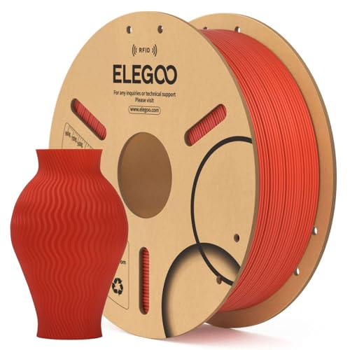 ELEGOO RFID PLA Filament 1.75mm Red 1KG, Auto Identification 3D Printer Filament Compatible with Canvas, Dimensional Accuracy +/-0.02mm, 1kg(2.2lbs) Spool for Most 3D Printers