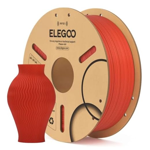 ELEGOO RFID PLA Filament 1.75mm Red 1KG, Auto Identification 3D Printer Filament Compatible with Canvas, Dimensional Accuracy +/-0.02mm, 1kg(2.2lbs) Spool for Most 3D Printers