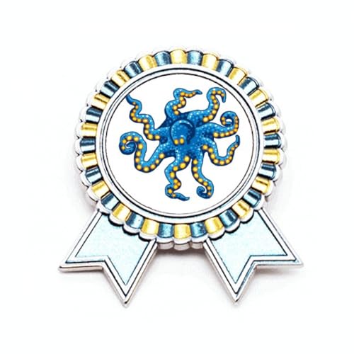 Broche bleue pieuvre pour égayer un manteau d'hiver ou un sac