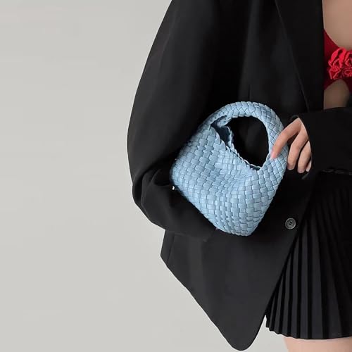 Image of JINMANXUE Fashion Mini Handbag For Women, Woven Tote Bucket Composite Bag Knitting Chain Bags, Crossbody Shoulder Purses