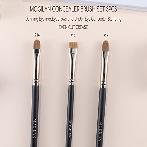 Mogilna Concealer Brushes For Eyebrows Professional Flat Definer Brush Smal Flat Concealer Brush Under Eye Vegan Soft For Liquid Cream Foundation Eyes Primer Blending Eyeliner Defining 212/213/214 #TOP2
