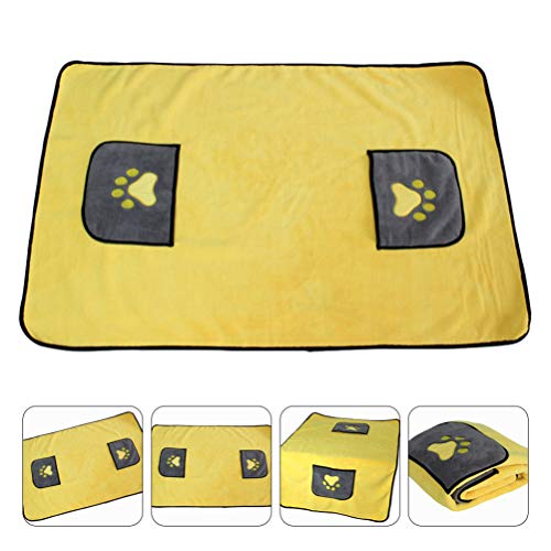 ULTECHNOVO Toalhas para CÃ£es Toalha de Banho Absorvente para Animais de EstimaÃ§Ã£o Com Bolsos Dupl