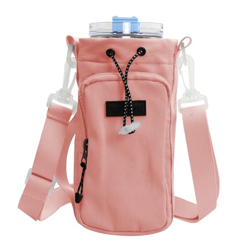 Bolsa Para Stanley Cup 40oz,Botella De Agua Bolsa De Transporte Con Compartimento Para Teléfono Móvil, Correa De Hombro Ajustable, Para Practicar Senderismo Viajar Acampar (Rosa)