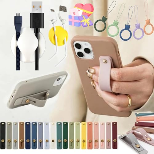 スマホリング スタンド スマホベルト スマホスライドベルト リングホルダー スマホリング かわいい シンプル おしゃれ スマホスタンド 携帯リング アイフォン用リング スマートフォン ホルダーリング スマホ落下防止リング グリップ スマホホルダー カラフル くすみカラー (01.ブラックX04.ネイビーＸストラップ（３点お届け）)