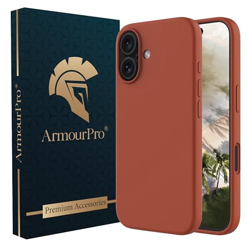 Image of ArmourPro Silicone Back Case for iPhone 16, Soft-Touch Case | Brown