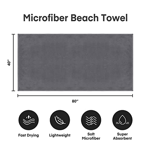 Image of JML Bath Sheet Towels Set of 2, Extra Large Microfiber Towel for Adult, 40 inch x 80 inch,Oversized, Soft Super Absorbent Fast Drying, Perfect for Shower, Sauna, Gym, Beach, Sport, Fitness, Yoga, Grey