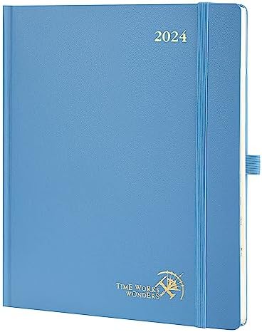 POPRUN Week to View Slim Diary 2024 Pocket Size 16.5 x 9 cm Hardback 24 Weekly Planner with Dotted Note Pages, Inner Pocket, FSC® Paper - Black