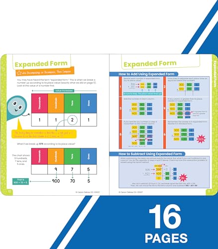 Carson Dellosa Break it Down Math Book, Addition and Subtraction Strategies Reference Guide, 2nd and 3rd Grade Workbook Covering Number Lines, Regrouping Numbers, and More