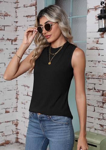 QUEZHU 2025 Women's Scoop Neck Sleeveless Slim-Fit Tank Summer Ribbed Basic Solid Color Tank Top - Image 6
