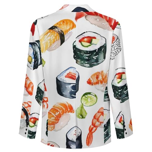 Watercolor Sushi Wasabi Casual Suits Jackets for Men Two Buttons Business Coat Wedding Dinner Party4
