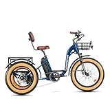 ADDMOTOR Grandtan II Electric Tricycle for Adults, UL2849 Certified, 750W Rear Drive Motor, 85MI, 48V 20Ah Battery, 3 Wheel Electric Bikes with Suspension & Differential & Parking Brake, Blue