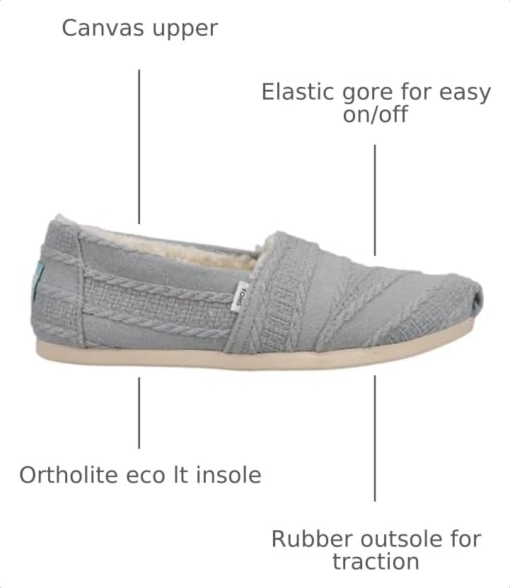 Image of TOMS Womens Alpargata Cozy Slip On Flats Casual - Grey - Size 6 B