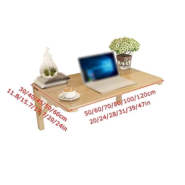 Duurzame opvouwbare neerklapbare wandtafel, houten opklapbare wandtafel, laptopcomputerbureau, dennenhouten tafel, natuurlijke milieubescherming, maat kan worden aangepast (50x30cm/20x11.8in) (120x40c