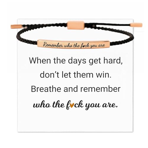 Remember Who The F You Are Bracelet Dont Let The Hard Days Win Bracelet Motivational Bracelet for Women Braided String Inspirational Gifts