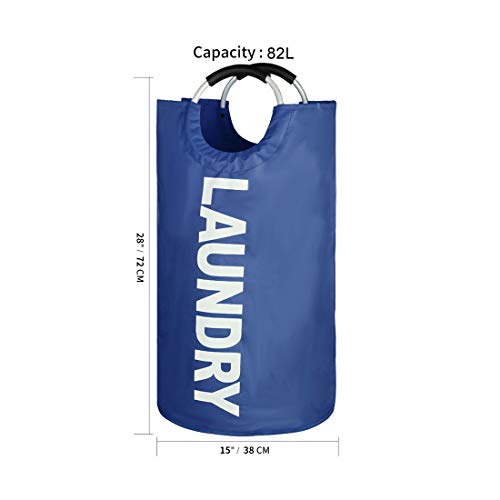 EPICORD Laundry Basket Collapsible Fabric Large Clothes Hampers for Laundry Folding Storage Washing Bin with Handles for College, Camping and Home in 6 Colors (Dark Blue)