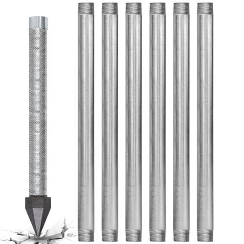 Well Drive Point Kit,1-1/4 Stainless Steel Well Point+5Pk 39' 1-1/4 Galvanized Drive Point Well...