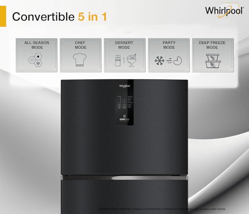 Image of Whirlpool 411L 2 Star IntelliFresh Convertible Inverter Frost Free Double Door Refrigerator (IF INV CNV 455 GRAVITY BLACK(2S)-Y, 2026 Model)