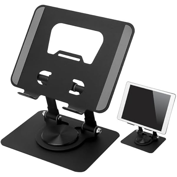 HENGBIRD Stojanek do tabletu, regulowany, 360° obrotowy uchwyt na iPada wykonany z aluminium, składany i przenośny, kompatybilny z uchwytem na tablet, stojakiem na iPada, uchwytem na telefon do stołu