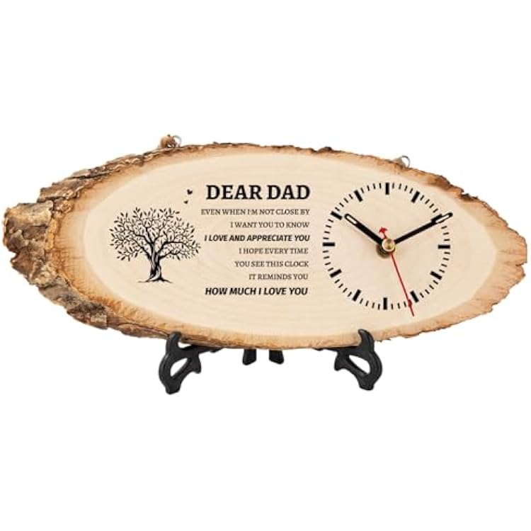 BeauGift Dad Gifts, for Dad from Daughter Son, Wooden Clock Gifts for Daddy, Birthday Gift Idea for Papa, Fathers Day Present from Child to My Dad