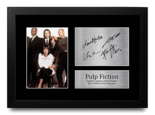HWC Trading Pulp Fiction A4 Enmarcado Regalo De Visualización De Fotos De Impresión De Imagen Impresa Autógrafo Firmado Por Los Aficionados Al Cine