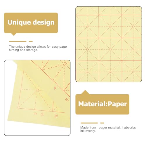 Papel para práctica de caligrafía con cuadrículas claras amarillo chino 6