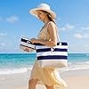 Vavabox Initial Beach Bag with Zip and Pockets, Personalized Gifts for Women, Water-resistant Foldable Large Beach Tote Bag Set for Travel Swimming Pool #1