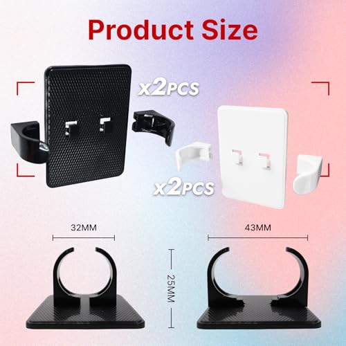 Mewtush 4 PCS Haarbürstenhalter, Lockenstab-Halter, Selbstklebende Wandhalterung für Haarkämme, Lockenstäbe und Andere Badezimmerutensilien, Ohne Bohren, Stabil und Modern, Ideal für Jedes Badezimmer
