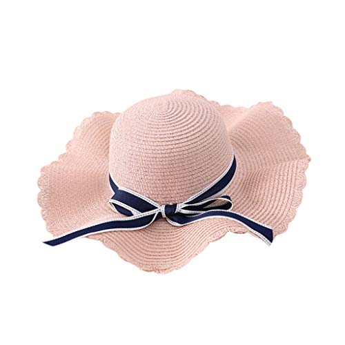 Easter Bonnet Tea DIY Straw Hat for Kids Child Birthday Easter Summer Beach Hat Travel (Pink, One Size)