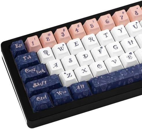 TIMSEKER 133 Keys Blue and White Keycaps, Cherry Profile PBT Keycaps, Cherry Mx Dye Sub Keycaps Set, Custom Mechanical Keyboard Keycaps, Cool Keycaps for Mechanical Keyboard