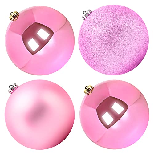 Lanpn Weihnachtskugeln Groß Aussen, Dekokugel Wetterfeste Riesen Große Gross XXL Outdoor Draußen Draussen Kunststoff Weihnachtskugel Christbaumkugeln Kugeln Weihnachten (15cm/4STK, Rosa) Cover