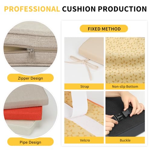 Image of Custom Bench Cushions for Indoor Furniture, Bay Window Seat Cushion Indoor, 70D Thicken Foam Bench Pad, Non-Slip Indoor Seat Cushion, Outdoor Waterproof Garden Patio Furniture Swing Cushion