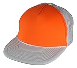  Baseball Cap Flat Rapper Trucker MESH NEON Farben 222DECY (ORANGE/Weiss)