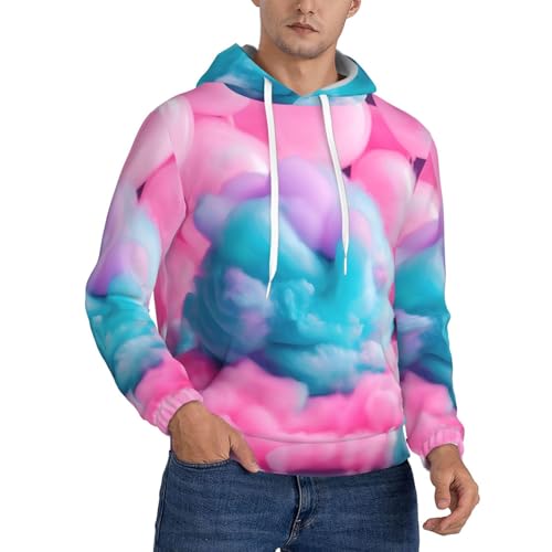 Sweat à capuche en coton rose EdWal avec poche kangourou pour homme