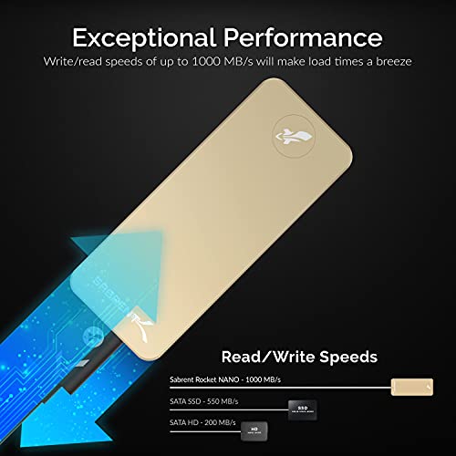 Image of SABRENT 1TB Rocket Nano External Aluminum SSD (Gold) (SB-1TB-NANO-GLD)
