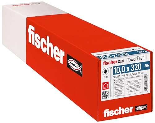 fischer PowerFast II CTP 10.0 x 320, powerful wood screws with countersunk head, inner star receptacle and partial thread