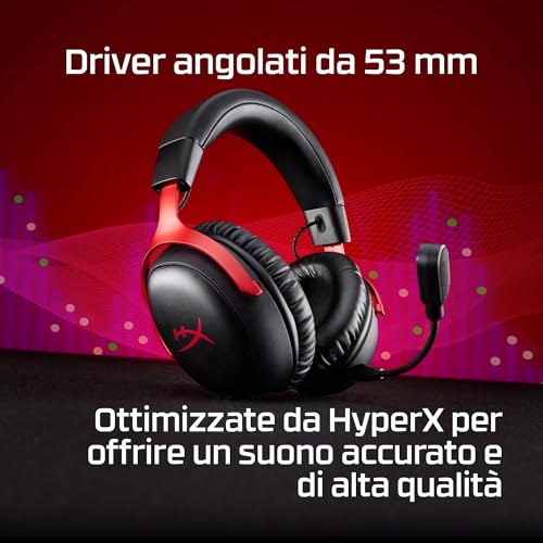 HyperX Cloud III S Draadloze gaming-hoofdtelefoon, Bluetooth, 2,4 GHz, PC, PS5, Xbox, Driver 53 mm, DTS, microfoon 10 mm, batterij tot 200 uur, wit - Afbeelding 6