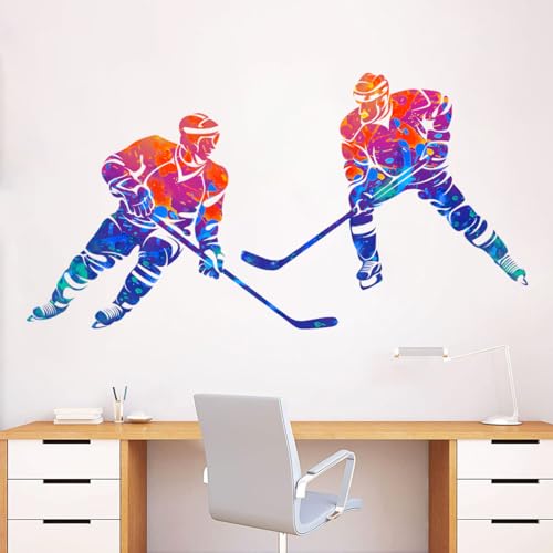 WOYINIS Colorful Hockey Player Wall Stickers image