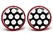 LA FABA"Polka Dots" Ohrstecker Polka Punkte weiß auf schwarz mit extra großen Punkten, Ohrringe gepunktet, Ø 14 mm Durchmesser, Rockabilly Schmuck in Schmuckschachtel Etui (PP WaufS gr - rot)