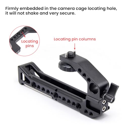 Image of Universal ARRI Rosette Camera Cage Handle - CNC Aluminum Top Handle with 1 /4 inch Threads & NATO Rails (YHP-04A)